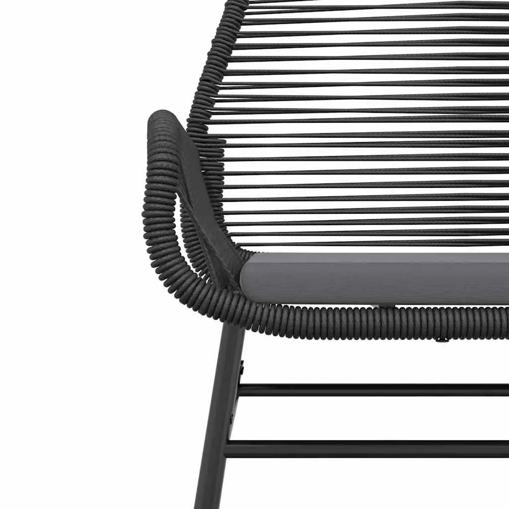 Garden Dining Set 5 Piece PE Rattan Steel Glass Black Outdoor Furniture