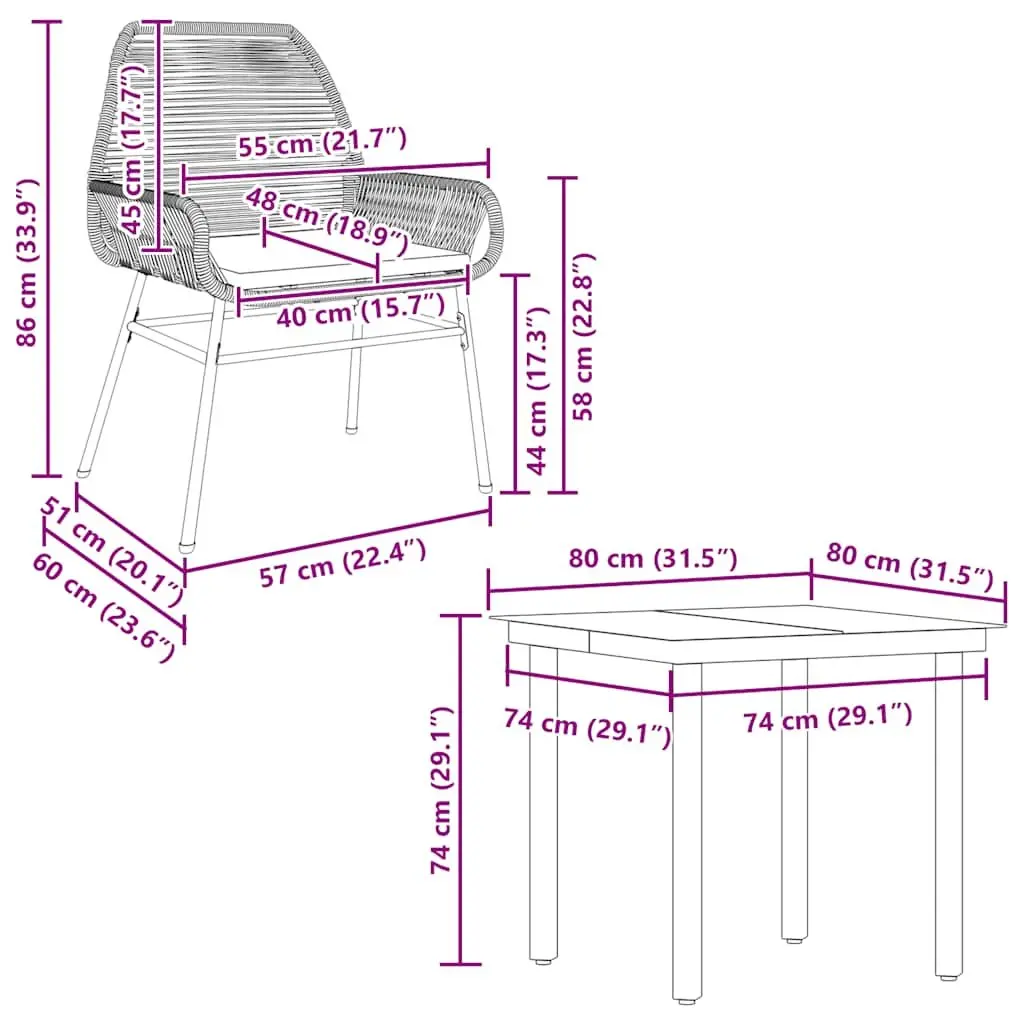 Garden Dining Set 5 Piece PE Rattan Steel Glass Black Outdoor Furniture