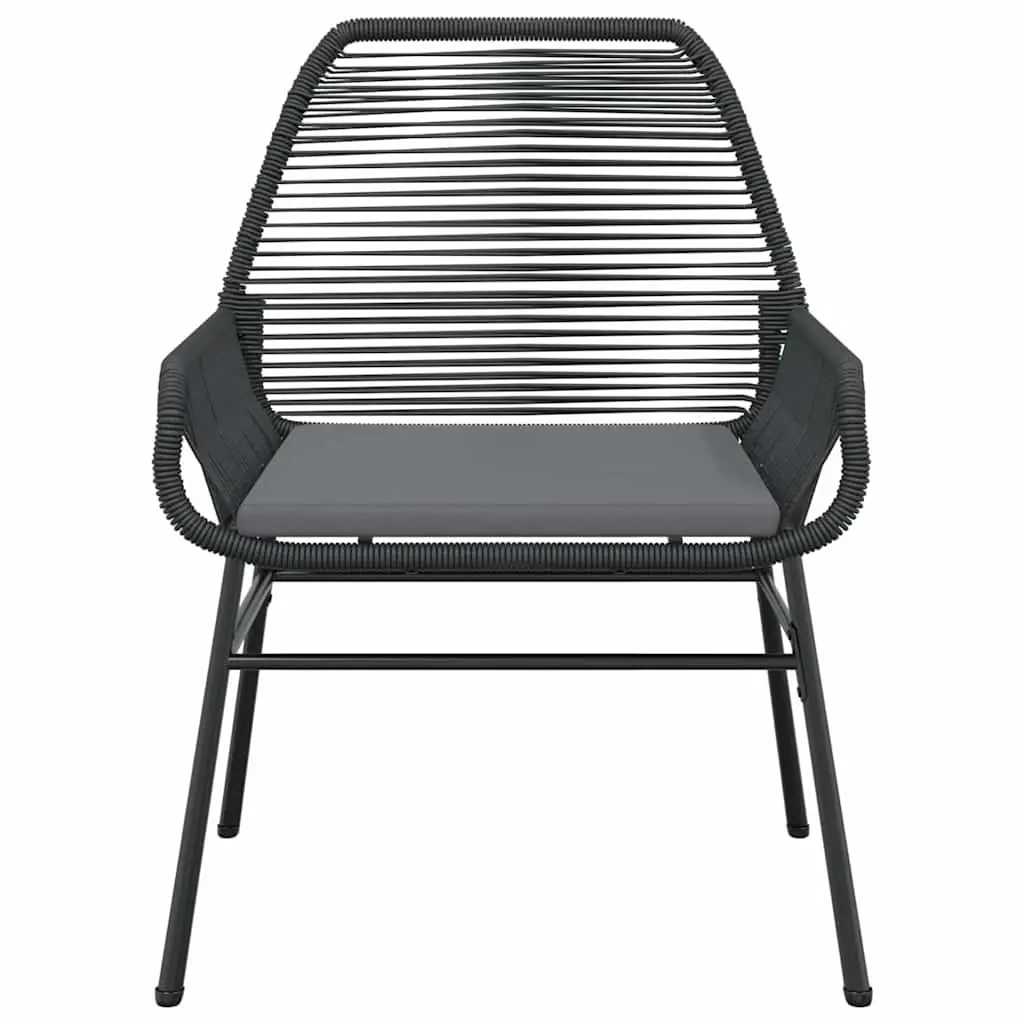 7 Piece Garden Dining Set Black PE Rattan Powder Coated Steel Tempered Glass Outdoor Furniture