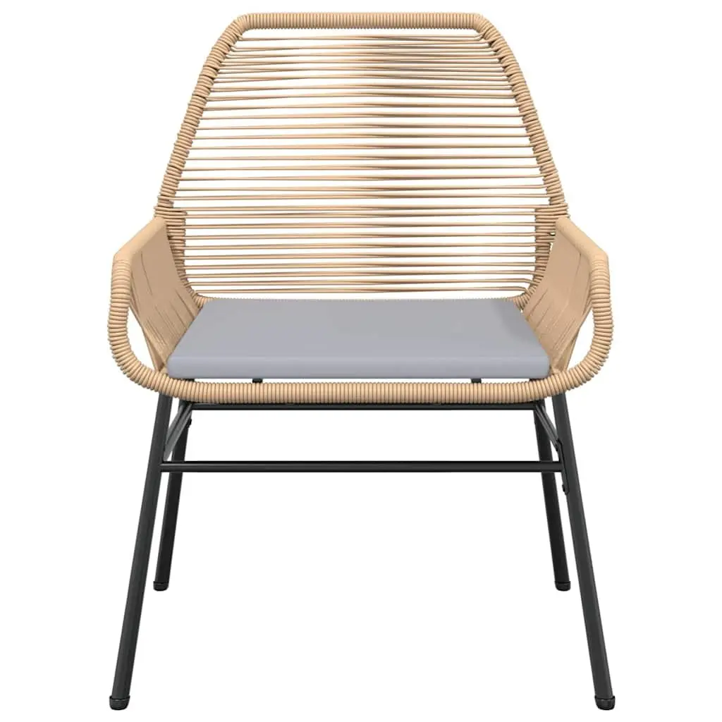 5 Piece Outdoor Dining Set Brown Poly Rattan Tempered Glass Table Powder Coated Steel Frame with Cushions
