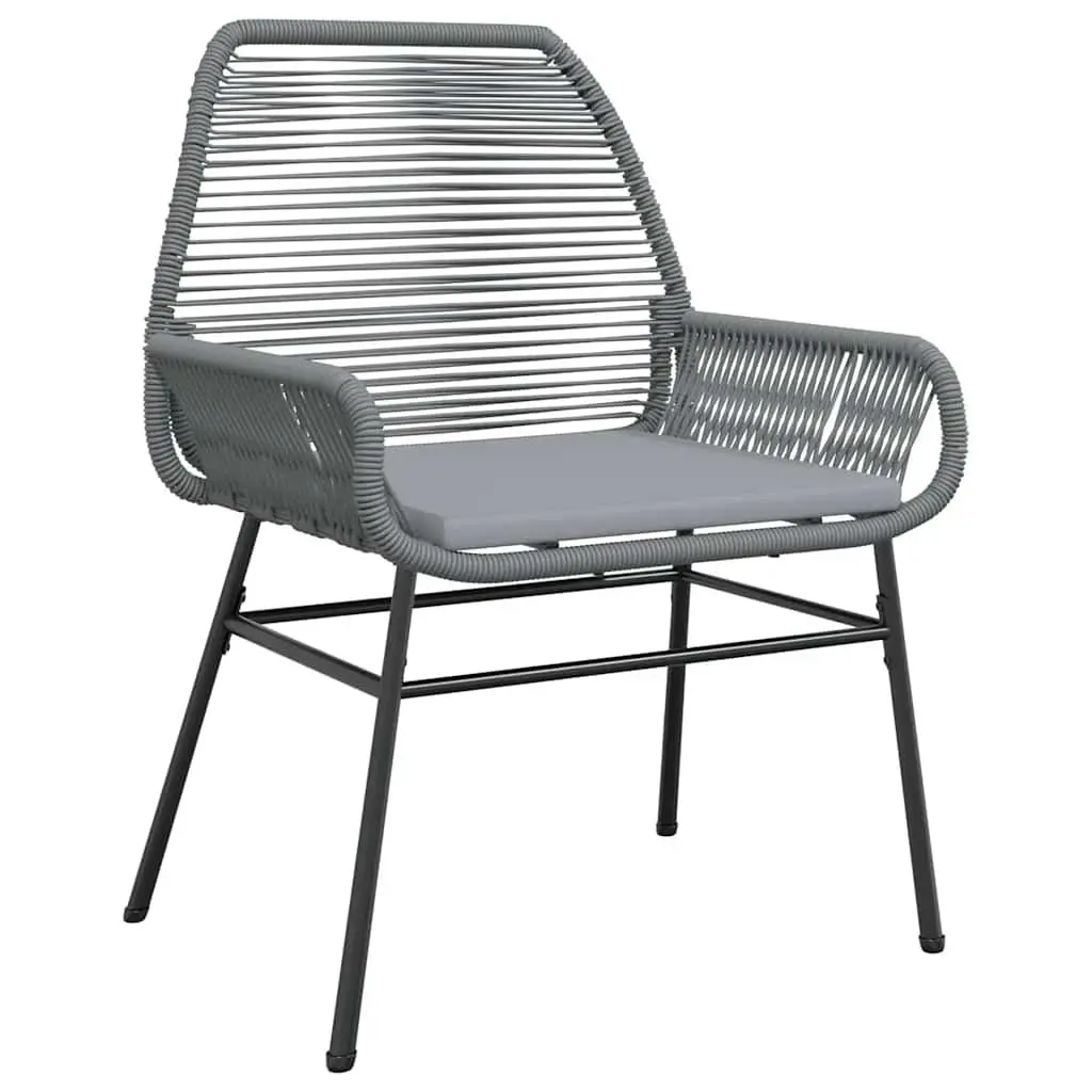 5 Piece Garden Dining Set PE Rattan Steel Frame Tempered Glass Table Grey
