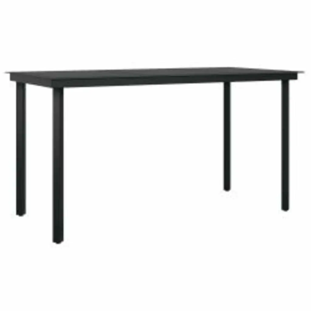 Garden Dining Set 5 Piece Outdoor Furniture Black Poly Rattan Glass Table Chairs