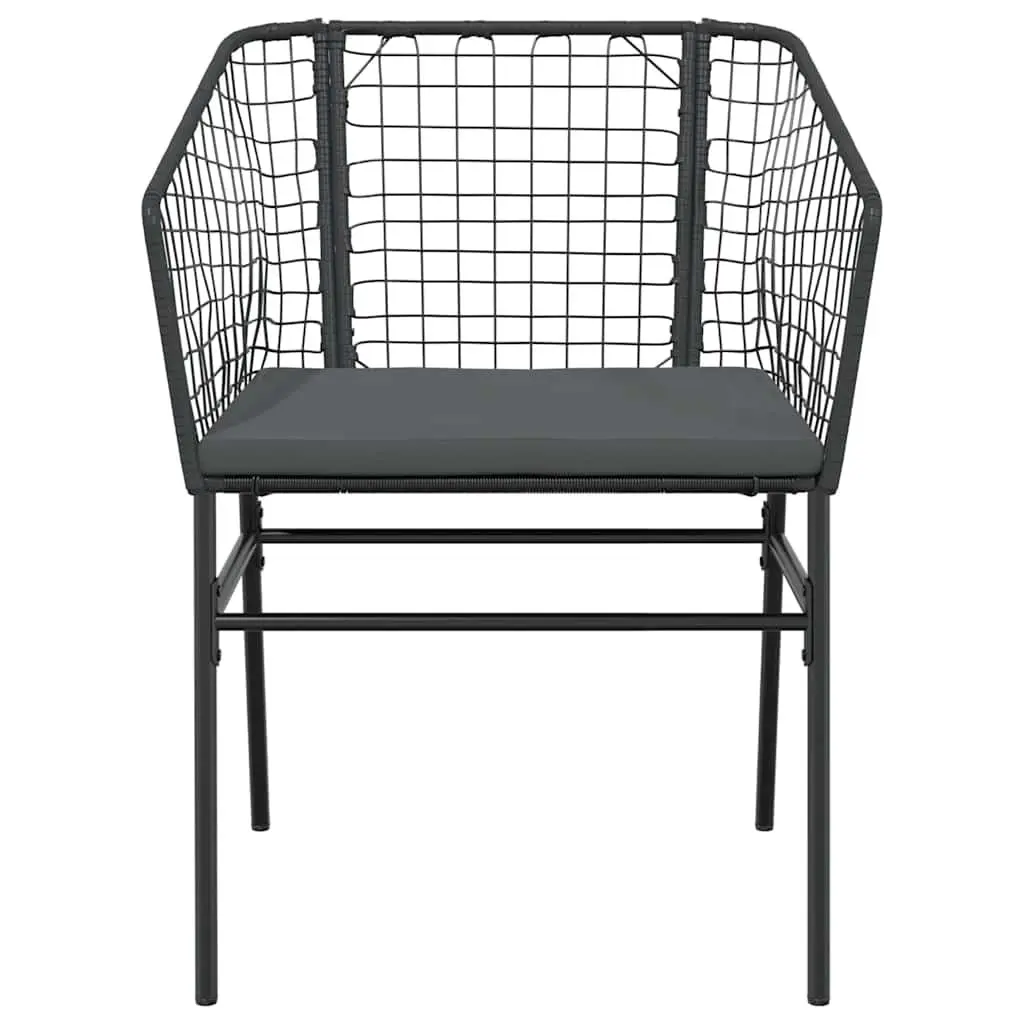 Garden Dining Set 5 Piece Outdoor Furniture Black Poly Rattan Glass Table Chairs