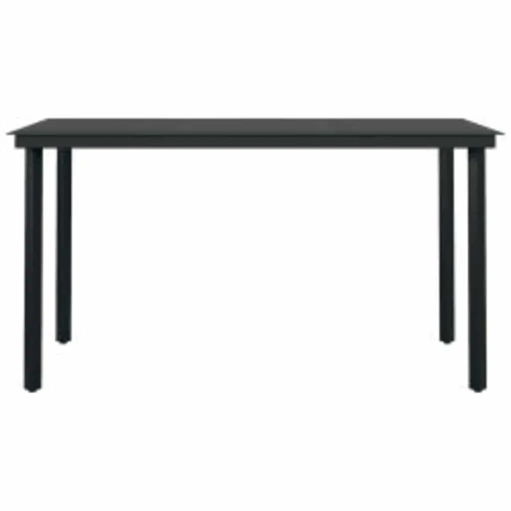 Garden Dining Set 5 Piece Outdoor Furniture Black Poly Rattan Glass Table Chairs