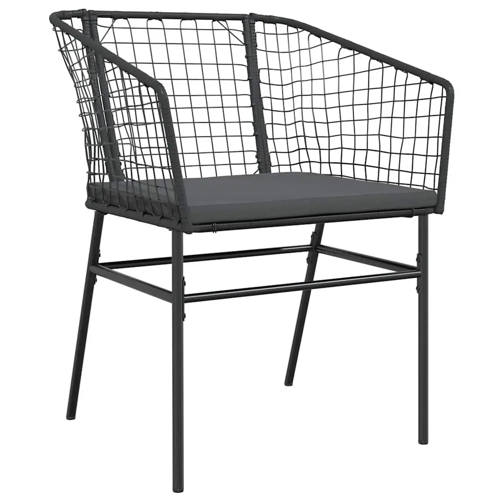 5 Piece Outdoor Dining Set Black Poly Rattan Cushioned Chairs Tempered Glass Table Garden Furniture