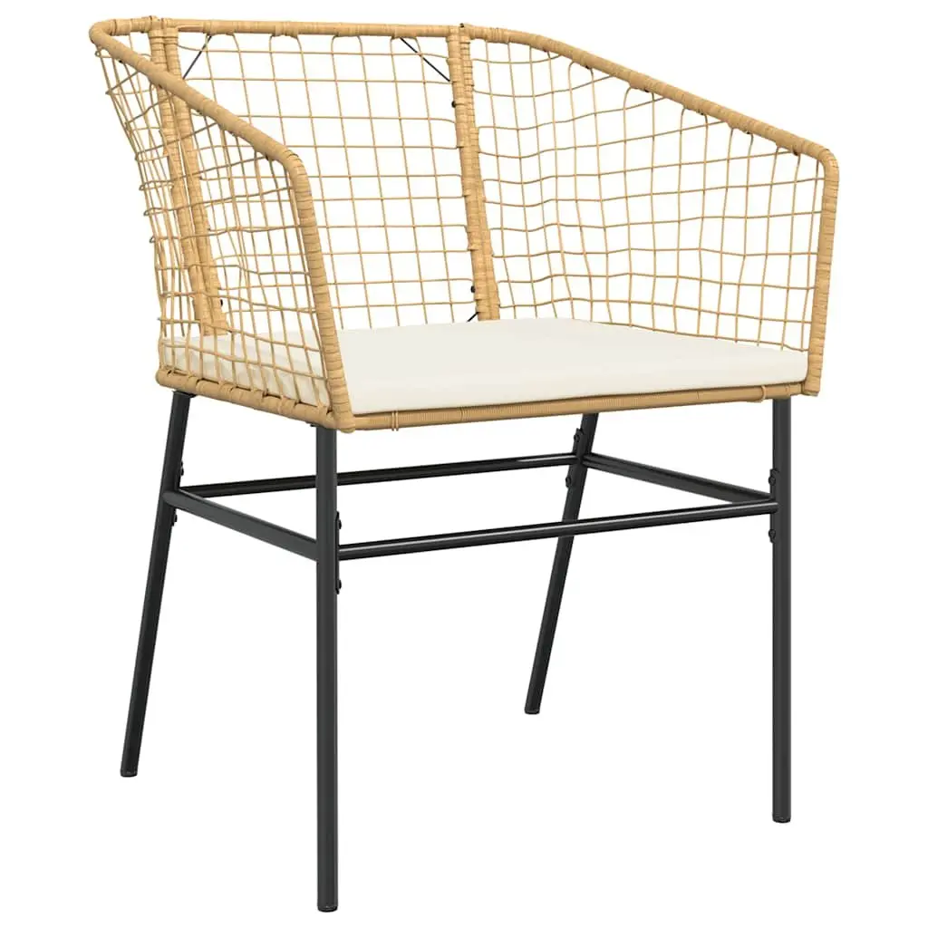 Garden Dining Set Poly Rattan 3 Piece Outdoor Furniture Brown with Cushions