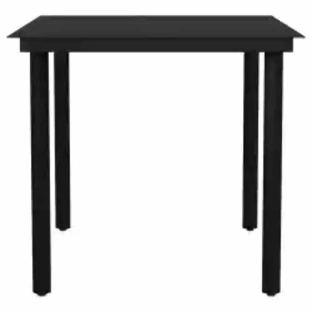 5 Piece Garden Dining Set Poly Rattan Tempered Glass Table Black Outdoor Furniture