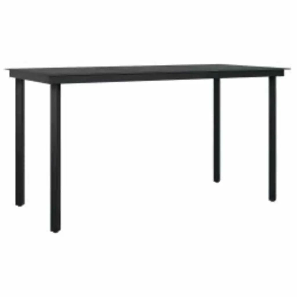 Garden Dining Set 5 Piece PE Rattan Powder Coated Steel Black Outdoor Furniture with Tempered Glass Table and Cushions