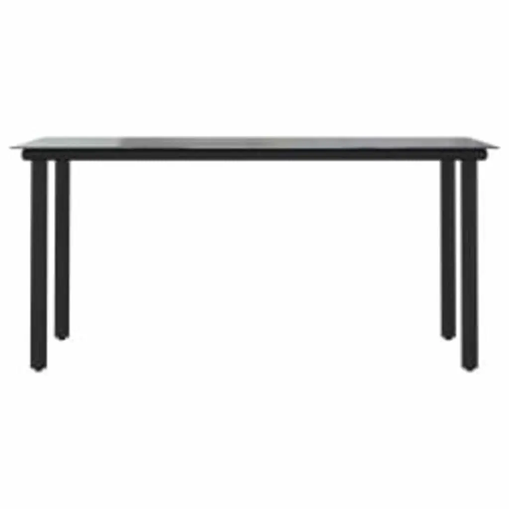 7 Piece Outdoor Dining Set Black PE Rattan Frame Tempered Glass Table Patio Furniture