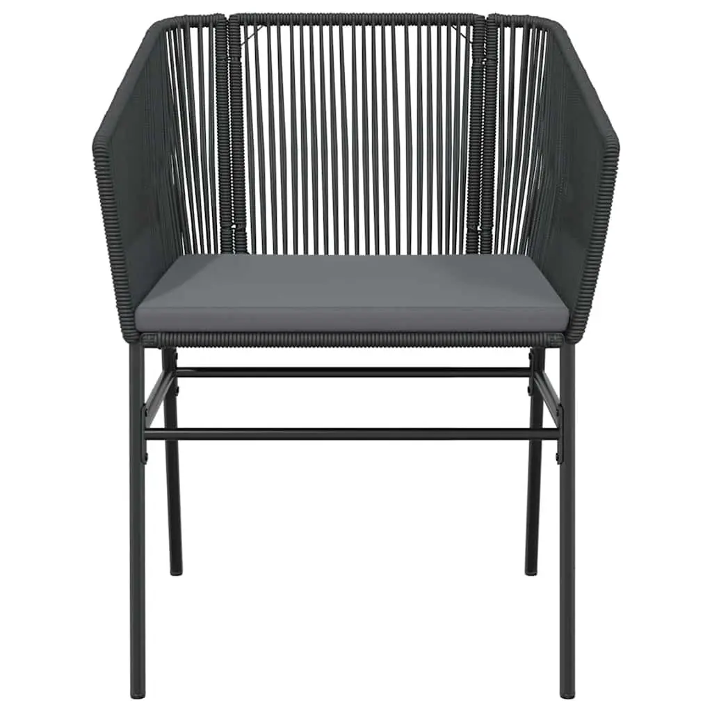 7 Piece Outdoor Dining Set Black PE Rattan Frame Tempered Glass Table Patio Furniture
