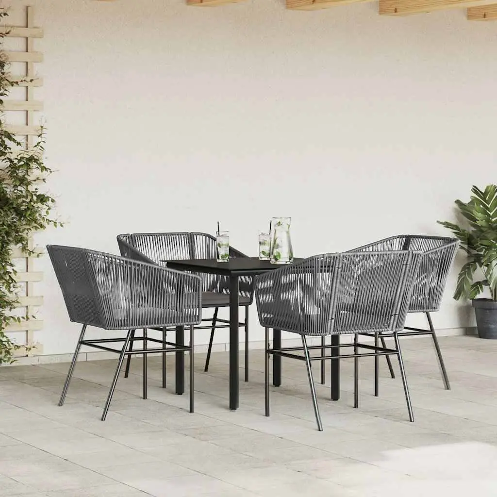 Garden Dining Set PE Rattan 5 Piece Outdoor Furniture Grey Patio Table Chairs