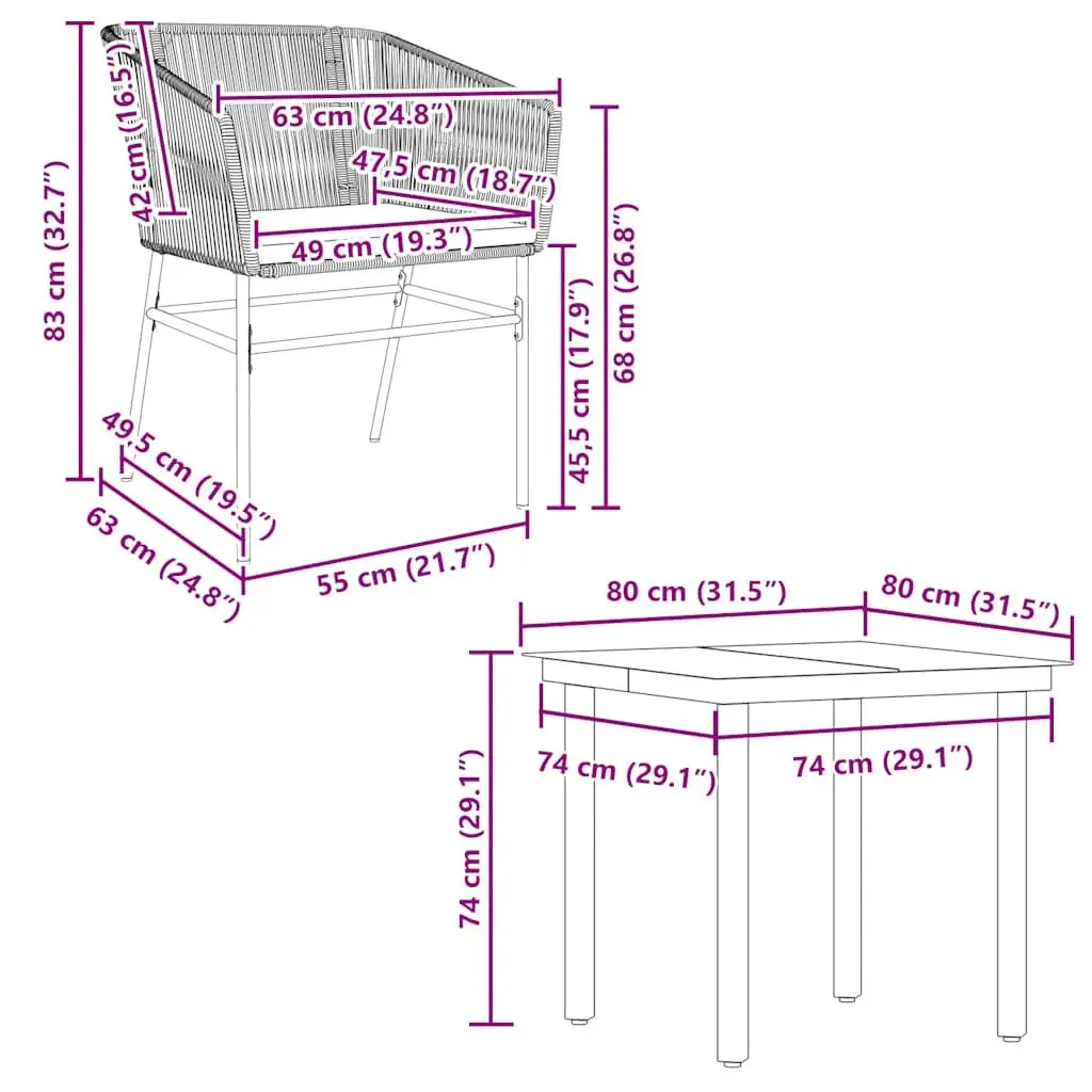 Garden Dining Set PE Rattan 5 Piece Outdoor Furniture Grey Patio Table Chairs
