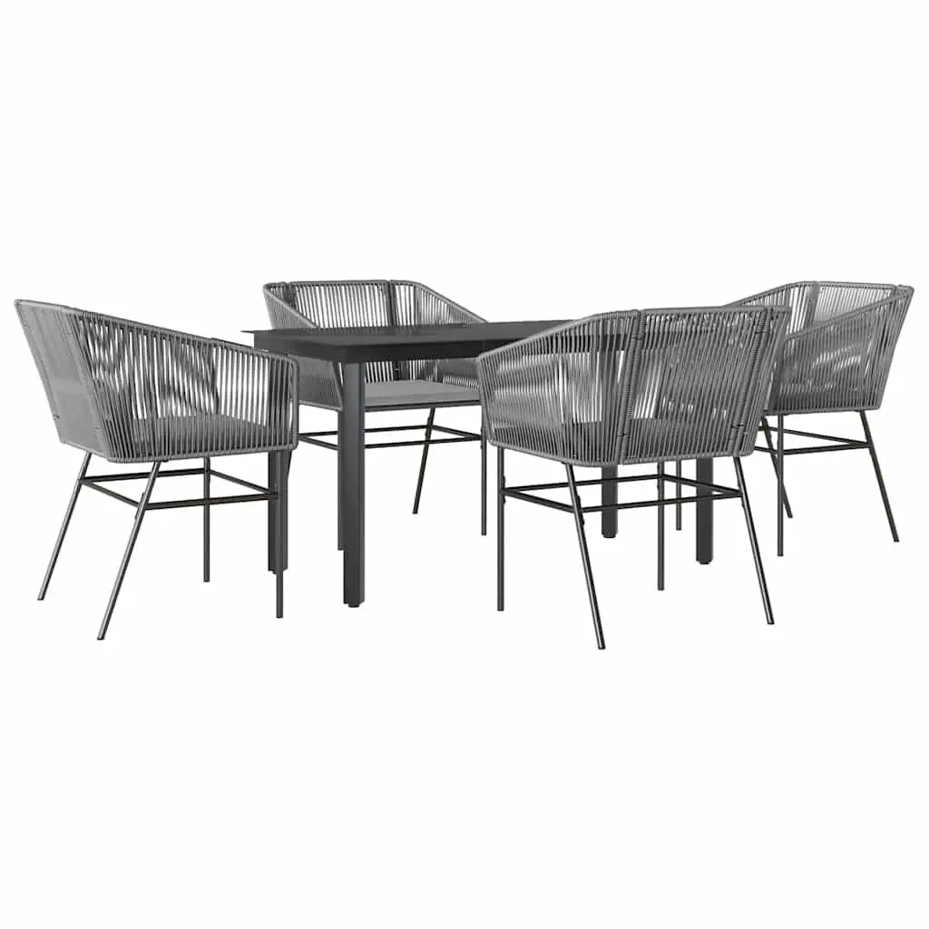 Garden Dining Set 5 Piece Poly Rattan Outdoor Furniture Grey Table Chairs
