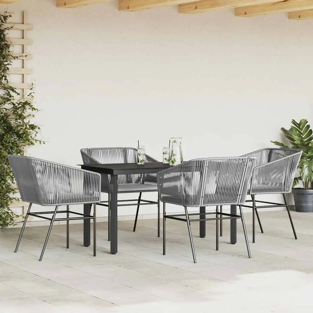Garden Dining Set 5 Piece Poly Rattan Outdoor Furniture Grey Table Chairs