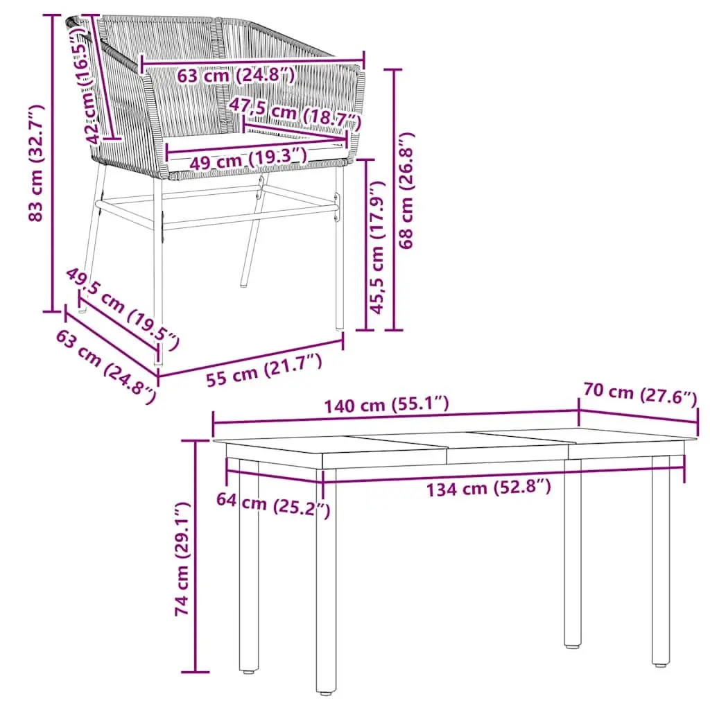 Garden Dining Set 5 Piece Poly Rattan Outdoor Furniture Grey Table Chairs