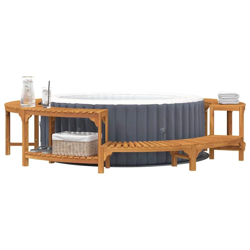 Hot Tub Surround Solid Acacia Wood Circular 275cm Diameter Brown