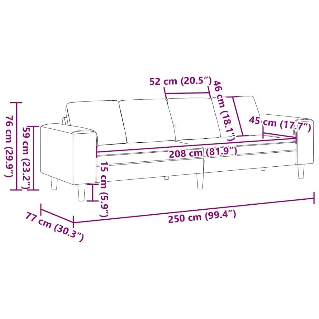 Sofa250cmdarkgreyupholsterypolyesterfoamfillingcontemporarydesignfurniture