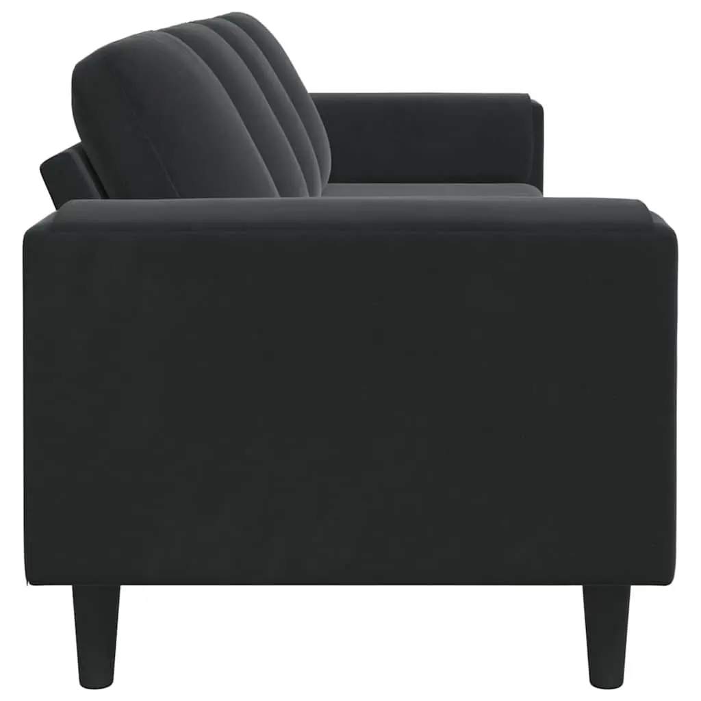 Modern Living Room Couch Black Polyester Upholstery Sofa 250 x 77 x 76 cm