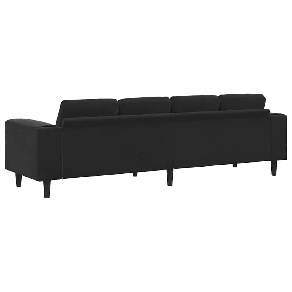 Modern Living Room Couch Black Polyester Upholstery Sofa 250 x 77 x 76 cm