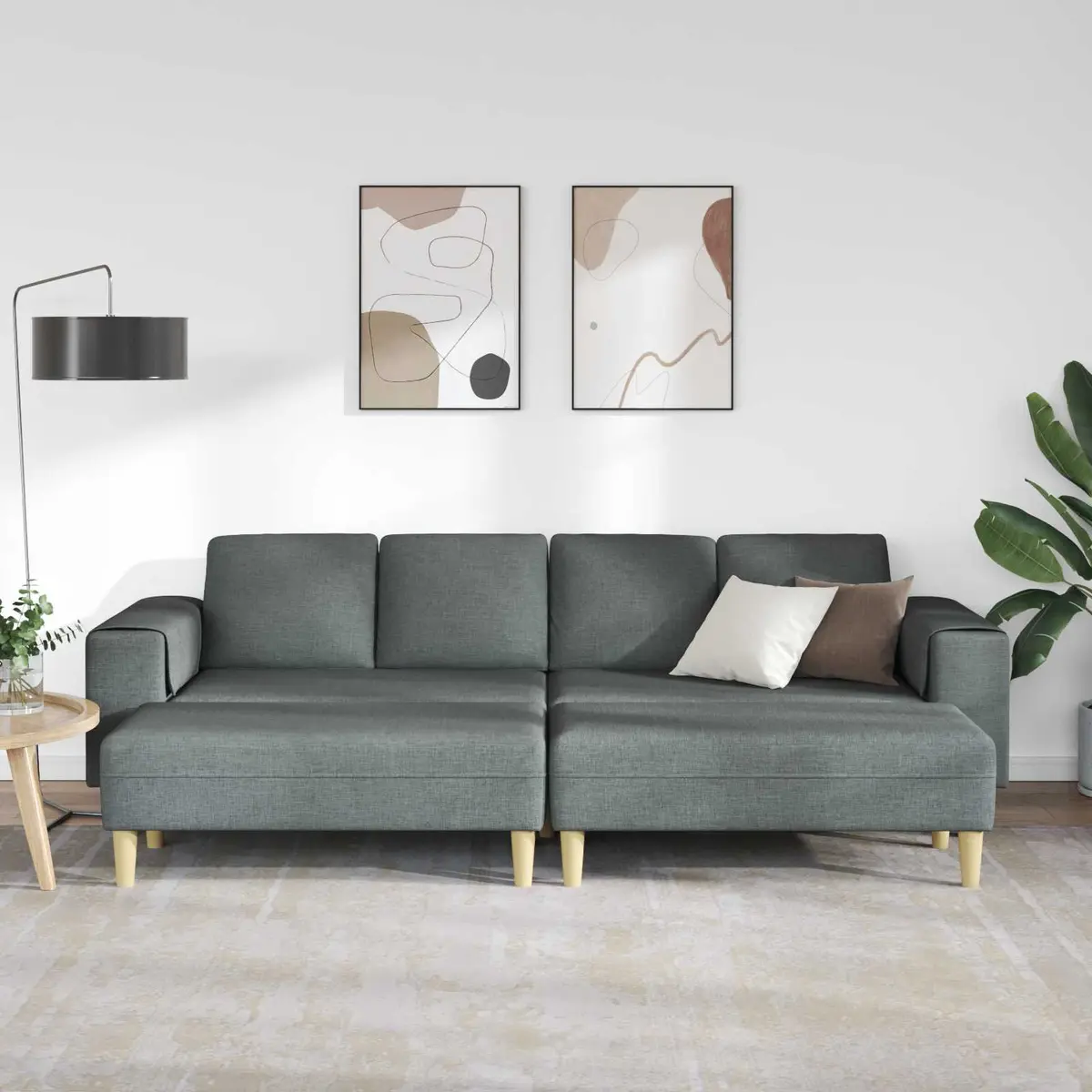 Modern Living Room Couch 3 Piece Set Grey Polyester Upholstery Foam Cushion