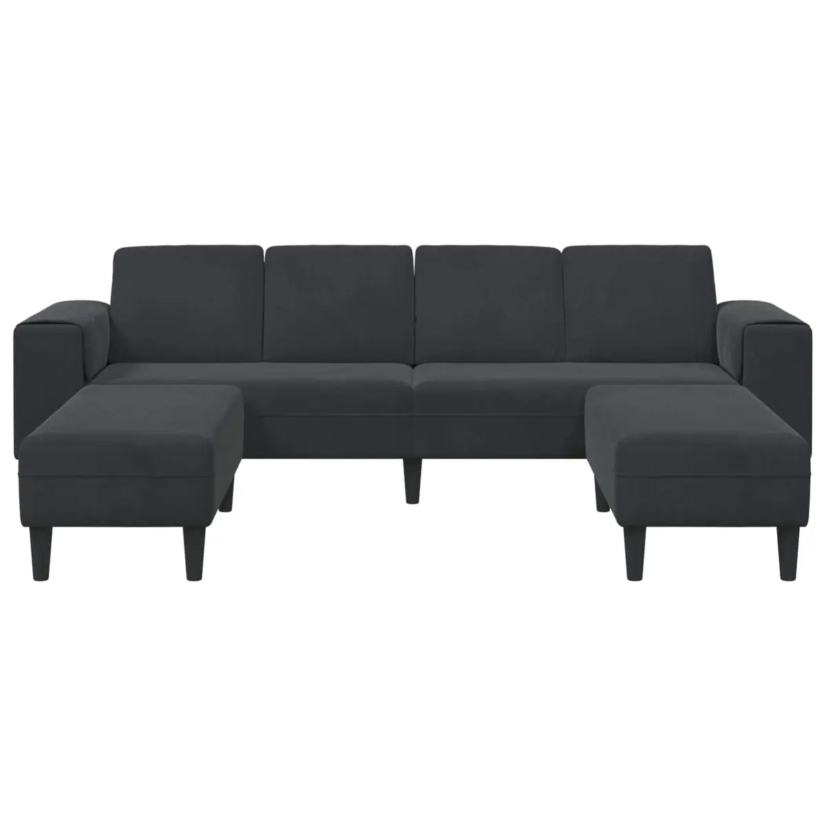 3 Piece Modern Sofa Polyester Upholstery Black Modular Couch with Cushions and Armrests