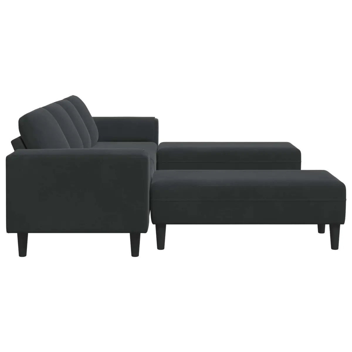 3 Piece Modern Sofa Polyester Upholstery Black Modular Couch with Cushions and Armrests