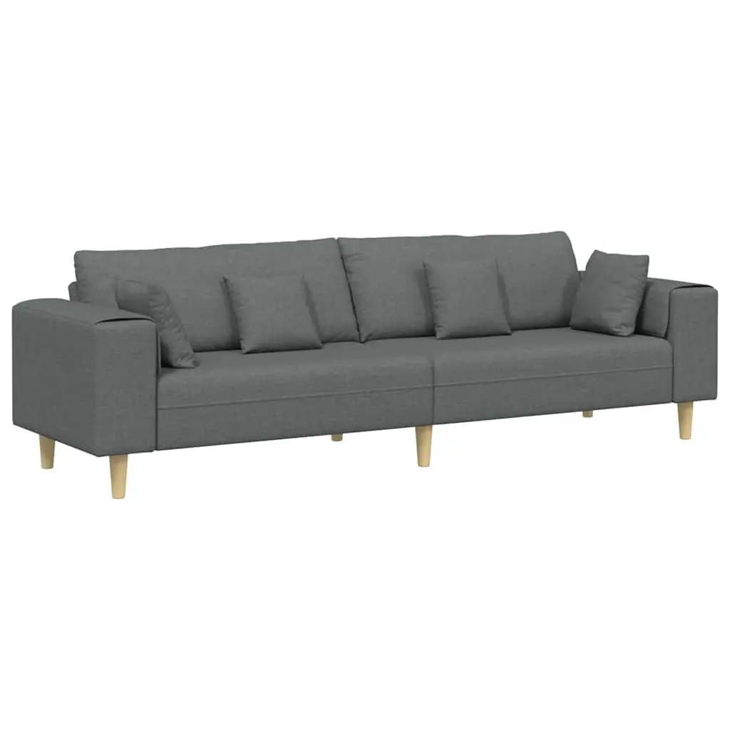 Sofa Fabric Grey 250cm Springsupport Plywood Frame Living Room Furniture