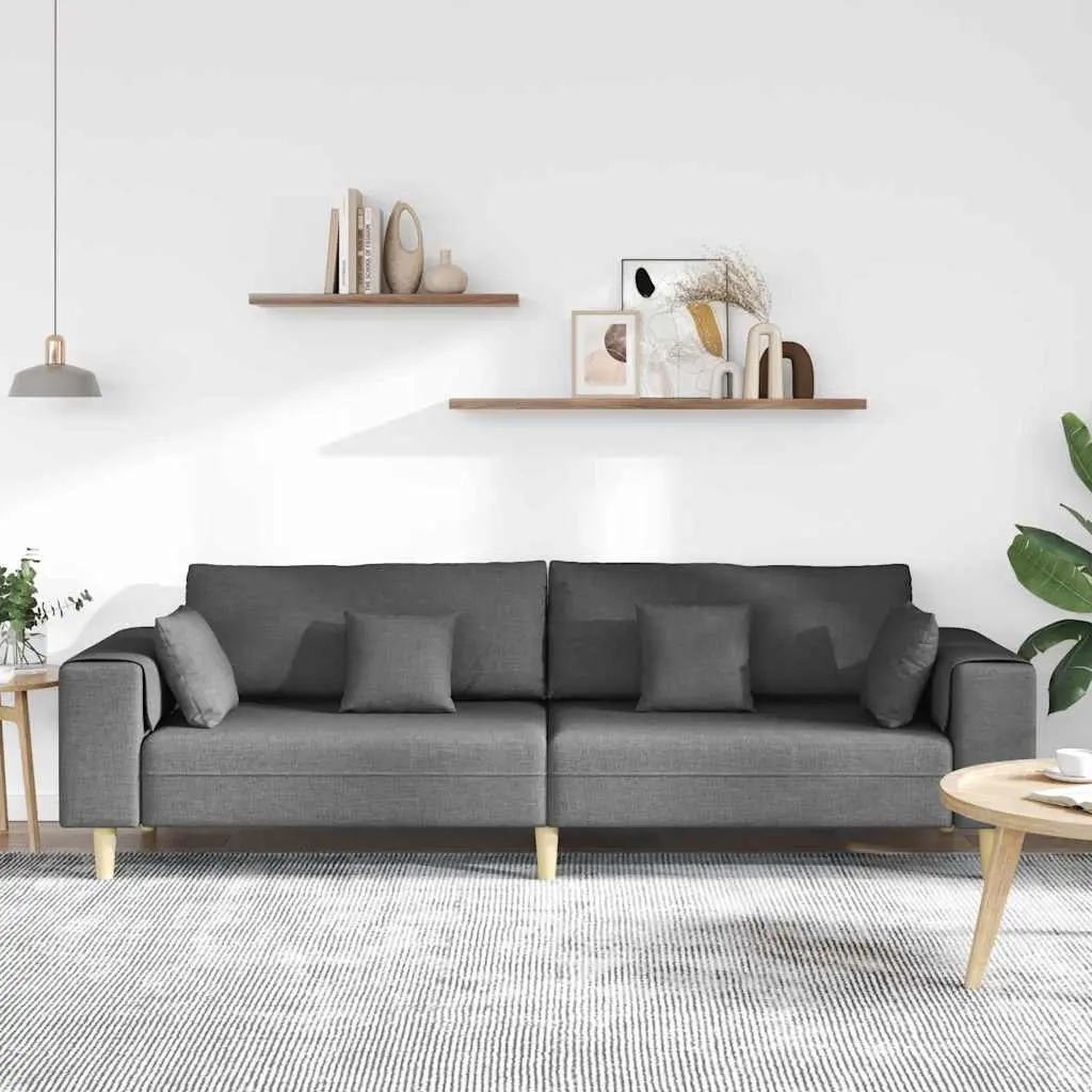 Sofa Fabric Grey 250cm Springsupport Plywood Frame Living Room Furniture
