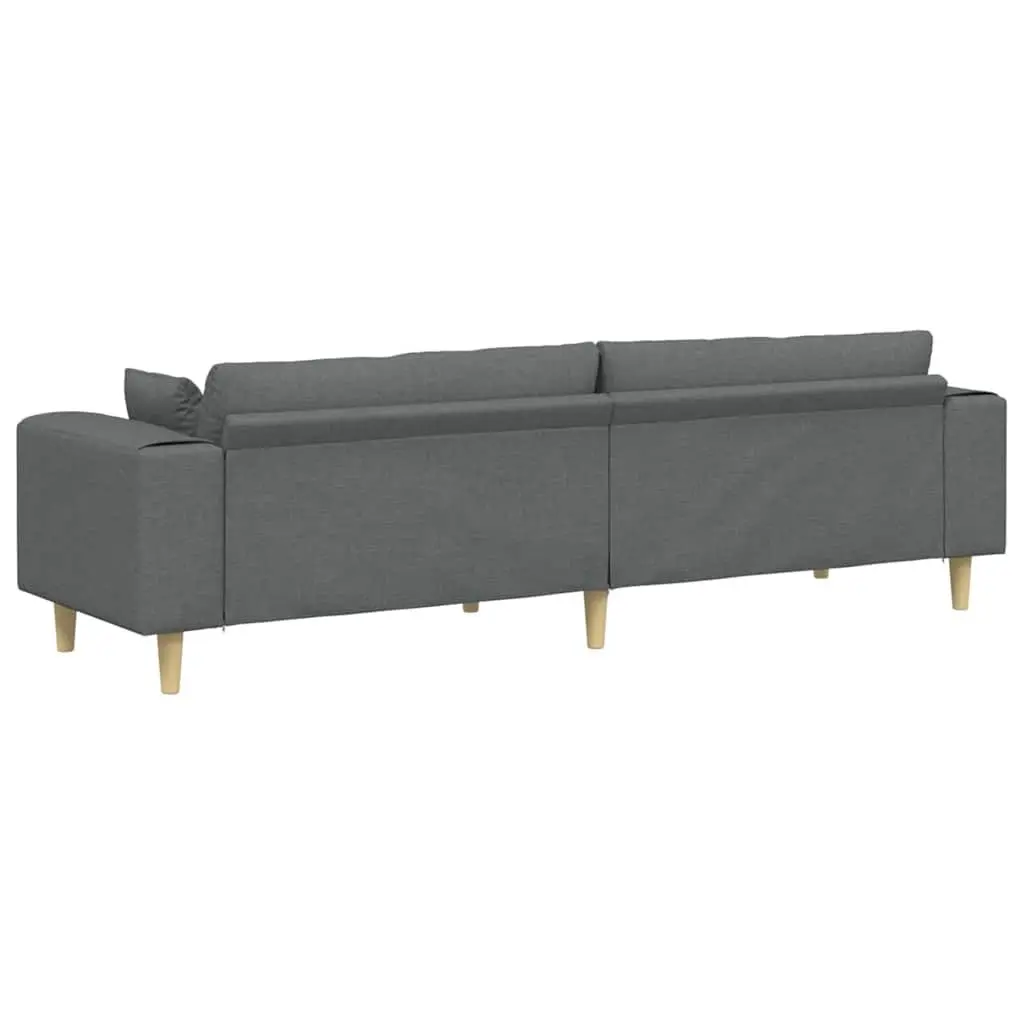 Sofa Fabric Grey 250cm Springsupport Plywood Frame Living Room Furniture