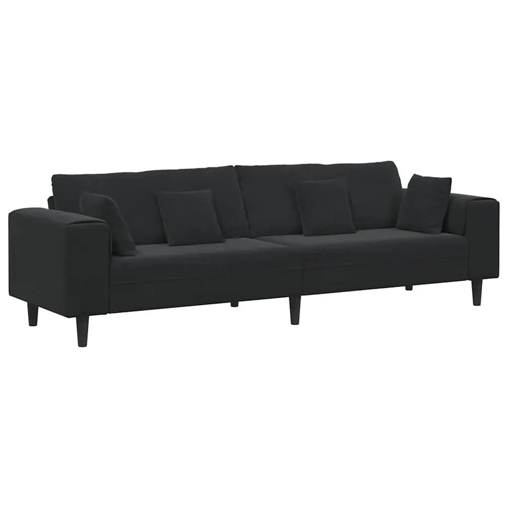 Modern Black Velvet Sofa Contemporary Living Room Furniture with Spring Cushion