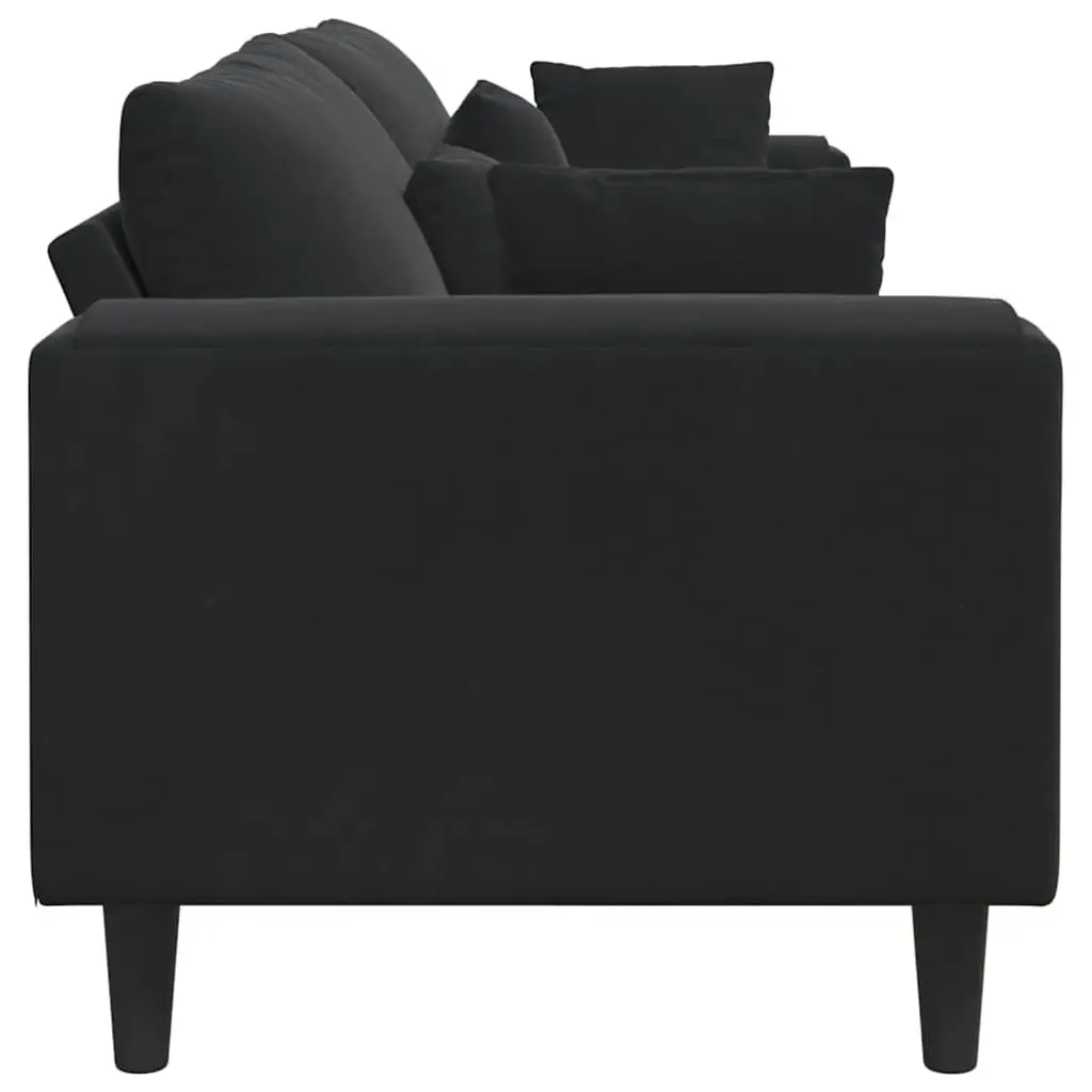 Modern Black Velvet Sofa Contemporary Living Room Furniture with Spring Cushion