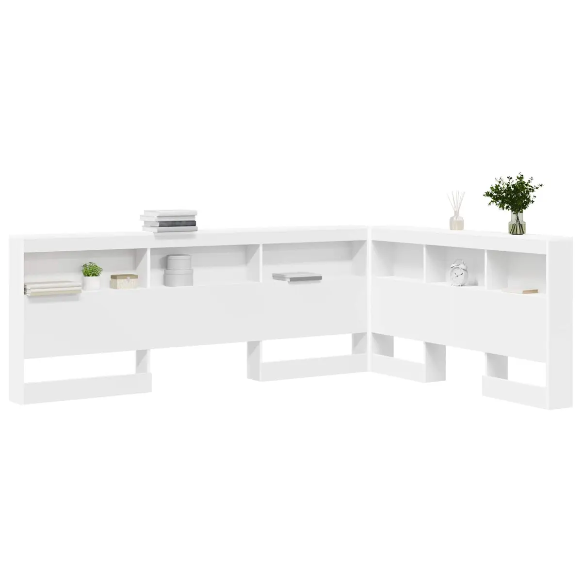 Storage Headboard with Integrated Shelves