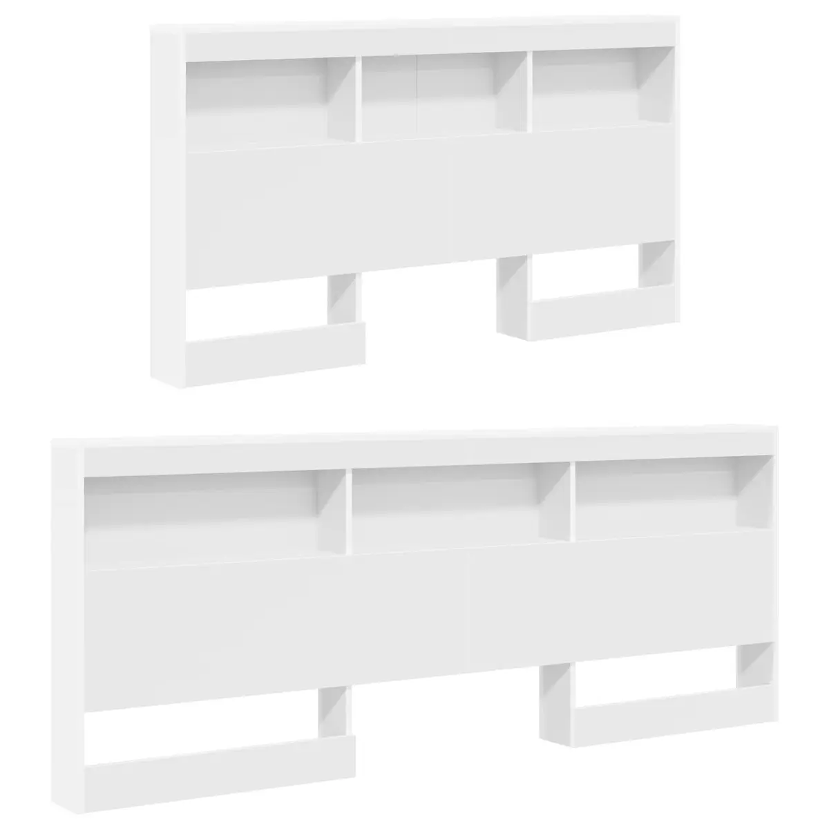 White Headboard with Storage Shelves for Bedrooms
