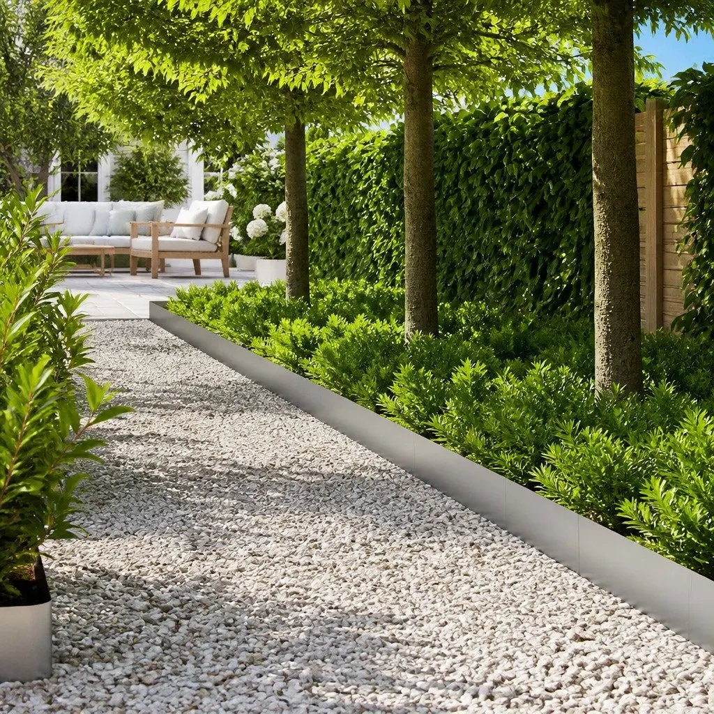 Garden Edging Steel Border Galvanised Silver 100 x 20 cm Weather Resistant 50 Piece Set for Pathways and Flower Beds