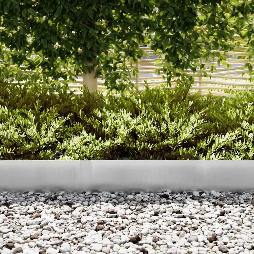 Garden Edging Steel Border Galvanised Silver 100 x 20 cm Weather Resistant 50 Piece Set for Pathways and Flower Beds
