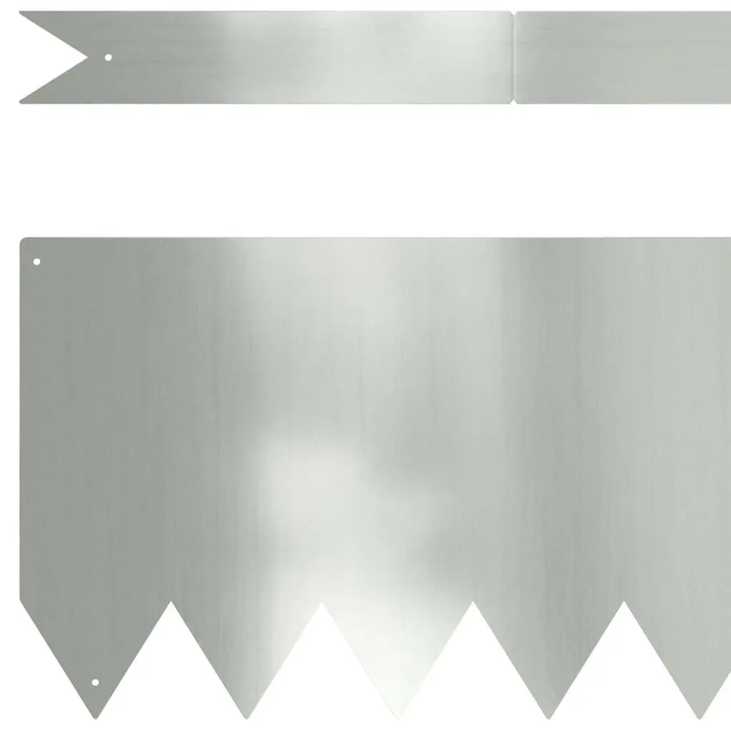 Garden Edging Steel Border Galvanised Silver 100 x 20 cm Weather Resistant 50 Piece Set for Pathways and Flower Beds