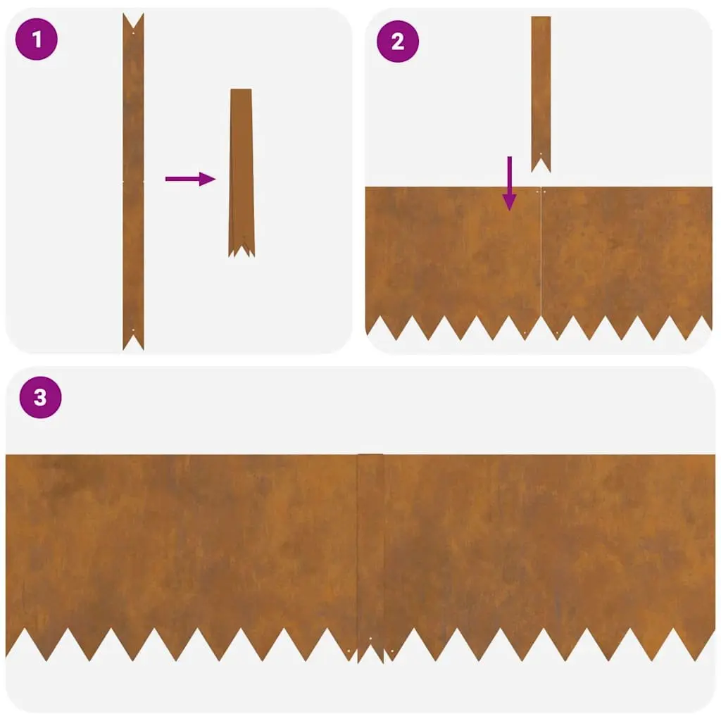 Garden Lawn Edging Weathering Steel 100 x 30 x 0.05 cm Rusty Brown 50 Piece Border Fencing Landscape