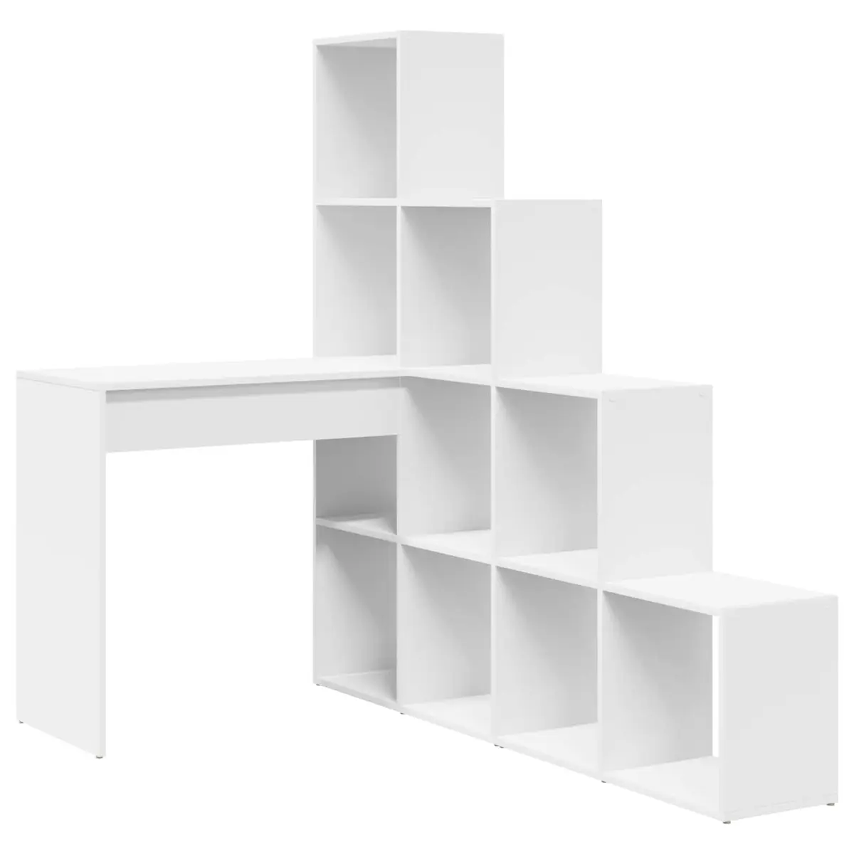 Corner Desk Engineered Wood White 1015cm x 1495cm x 1495cm with Storage Shelves