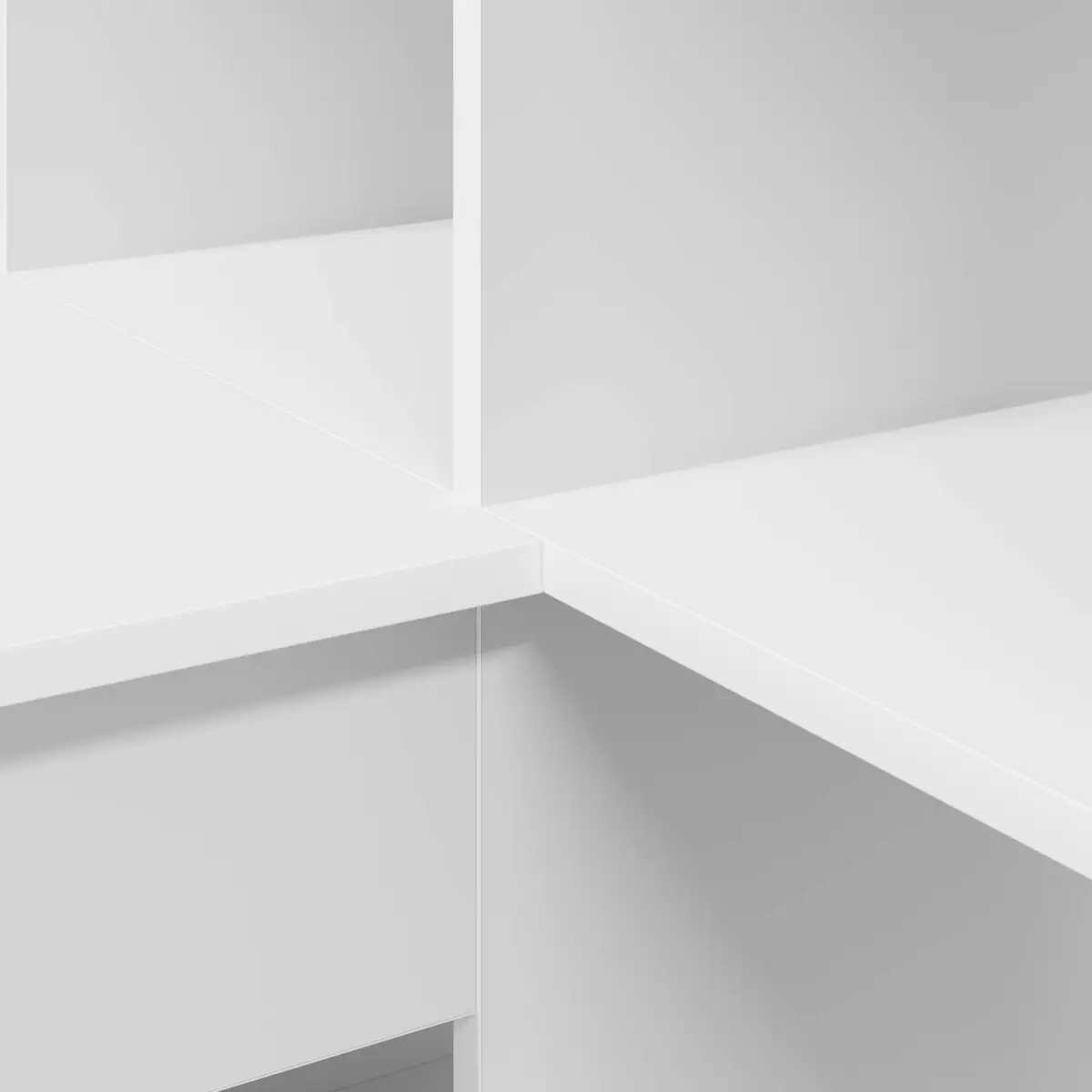 Corner Desk Engineered Wood White 1015cm x 1495cm x 1495cm with Storage Shelves