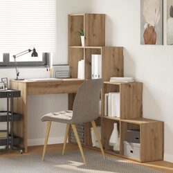 Space-Saving Brown Corner Desk with Storage Solutions