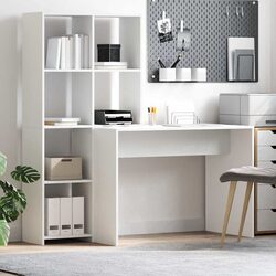Practical White Desk with Shelves for Home Offices