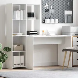 Practical White Desk with Shelves for Home Offices