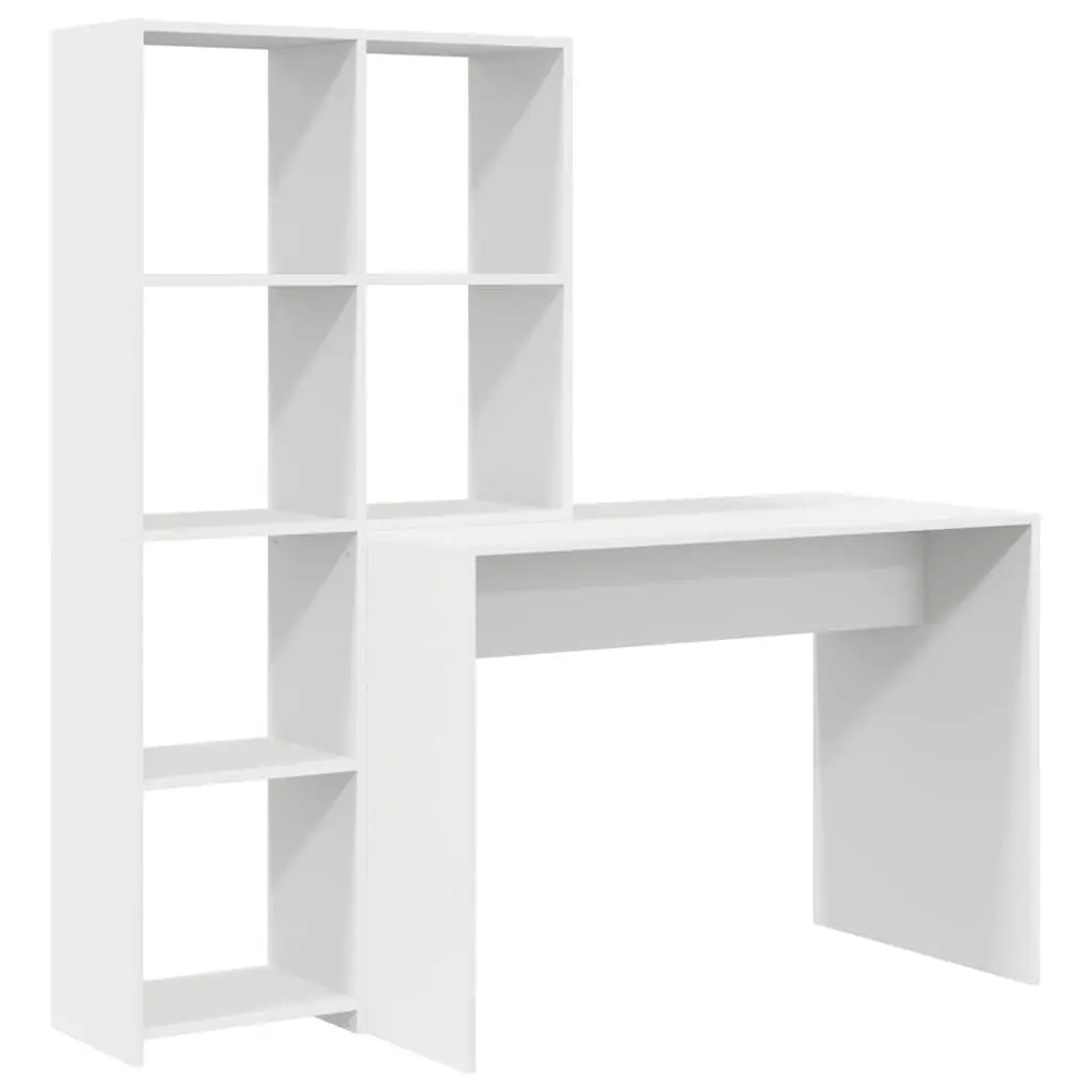 Desk Engineered Wood Large White with Shelves Modern Office Furniture