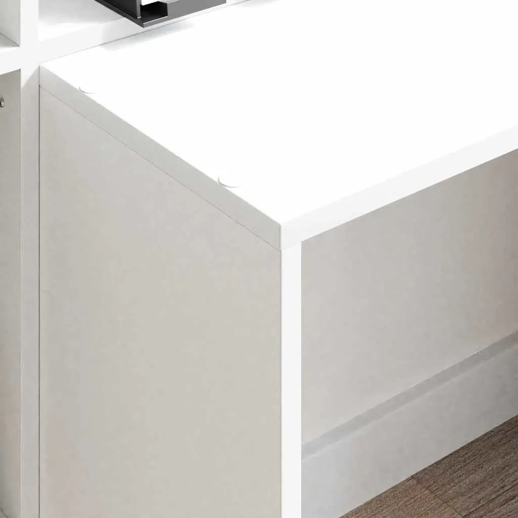 Desk Engineered Wood Large White with Shelves Modern Office Furniture