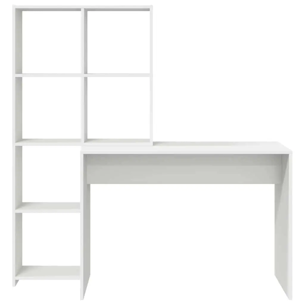 Desk Engineered Wood Large White with Shelves Modern Office Furniture