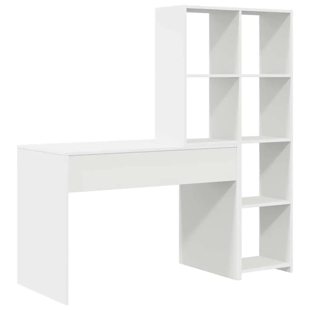 Desk Engineered Wood Large White with Shelves Modern Office Furniture