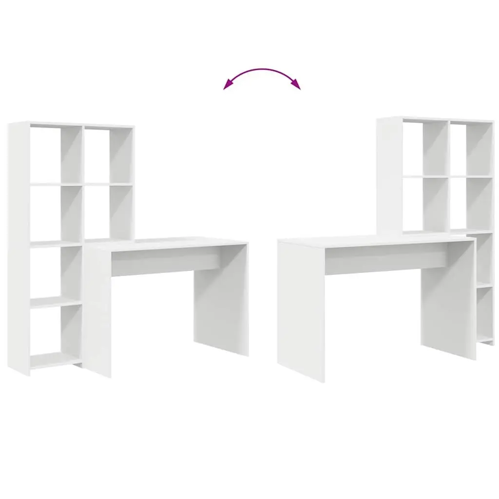 Desk Engineered Wood Large White with Shelves Modern Office Furniture