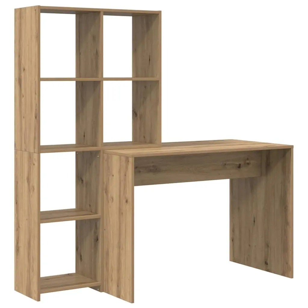 Desk Engineered Wood Modern 138.5 x 55 x 143 cm Brown Home Office Workspace Study Gaming Furniture