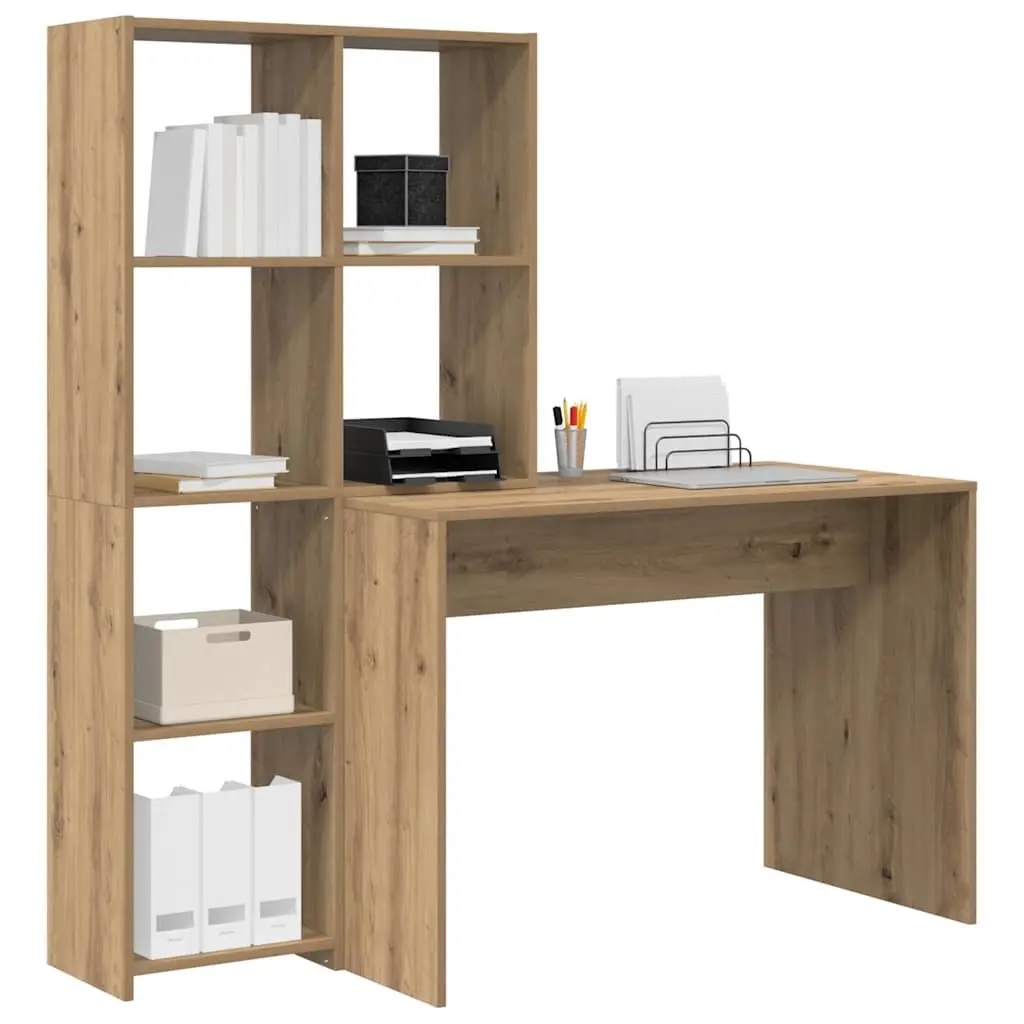 Desk Engineered Wood Modern 138.5 x 55 x 143 cm Brown Home Office Workspace Study Gaming Furniture