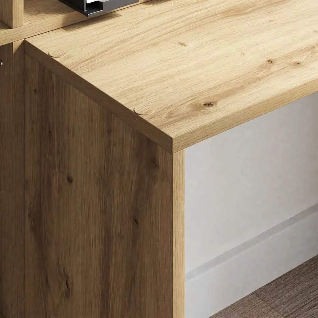 Desk Engineered Wood Modern 138.5 x 55 x 143 cm Brown Home Office Workspace Study Gaming Furniture